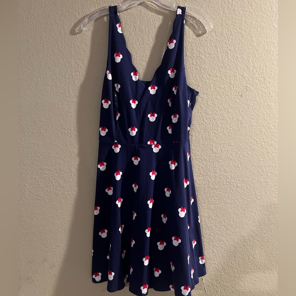 LC Lauren Conrad Backless Dress in Navy with Floral Disney Accents